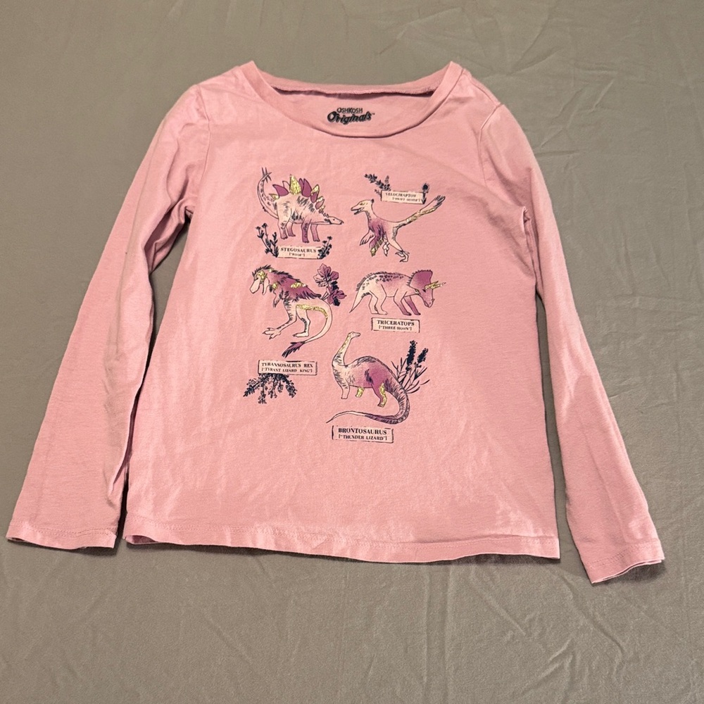 OshKosh B'gosh Pink Dinosaur Long Sleeve Tee - Size 6-6X